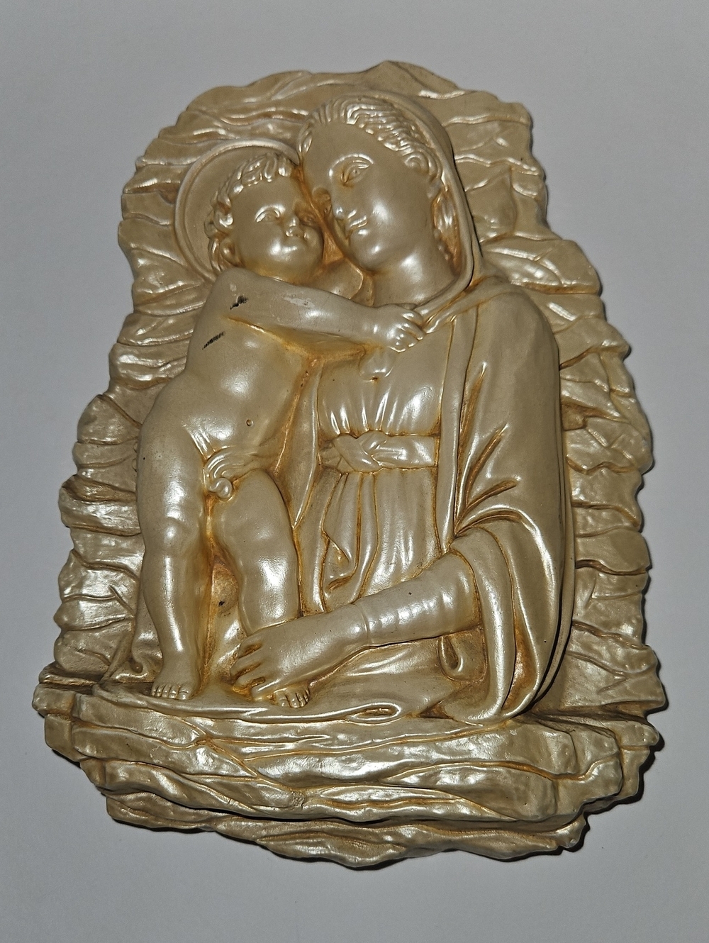 Vintage House of David Hydro-Stone Madonna and Child Wall Plaque
